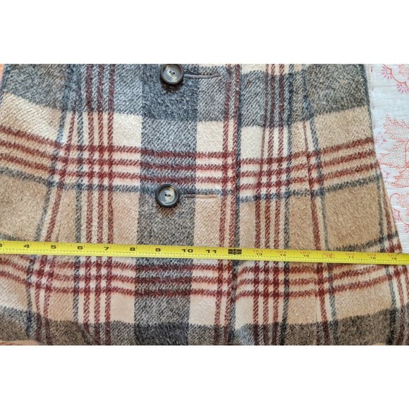 Vintage plaid maxi double breasted trench wool coat - Picture 9 of 11